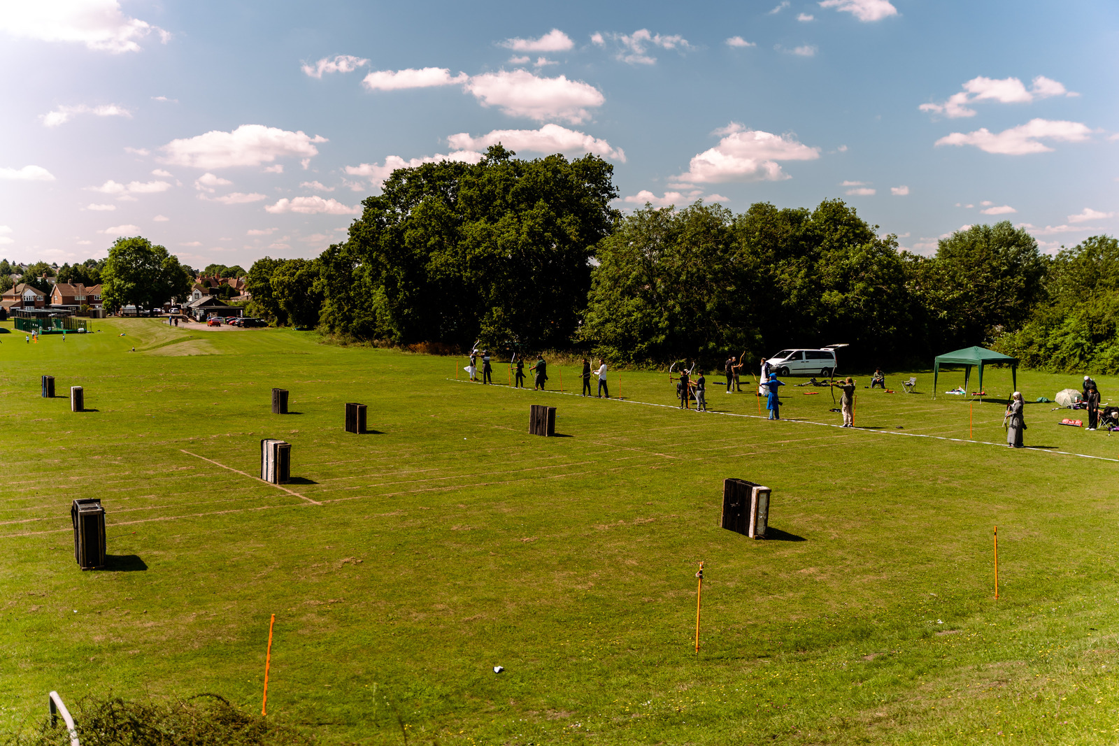 Archery range in a field